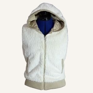 Patagonia Vest Womens S Beige Conejo Fleece Hooded Faux Fur Vest 90’s Ski Style